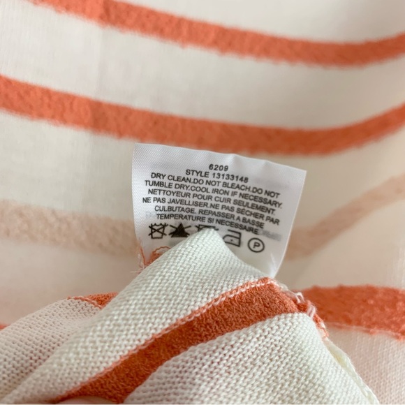 Tory Burch Knit Orange Peach Striped Boat Neck Sweater Textured XL - Picture 9 of 9